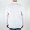 White polo shirt seen from the back. A man is wearing it.