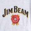 Close-up of the Jim Beam symbol, written in black on the top, with a red symbol under it