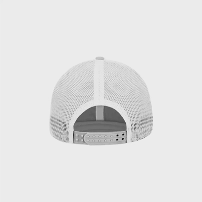 White Trucker Cap Front Image on gray background