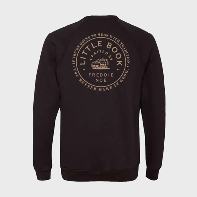 Black Crewneck Sweatshirt Front Image on gray background	