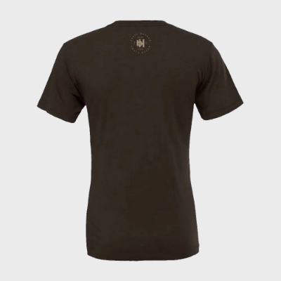 Brown Logo Tee Front Image on gray background
