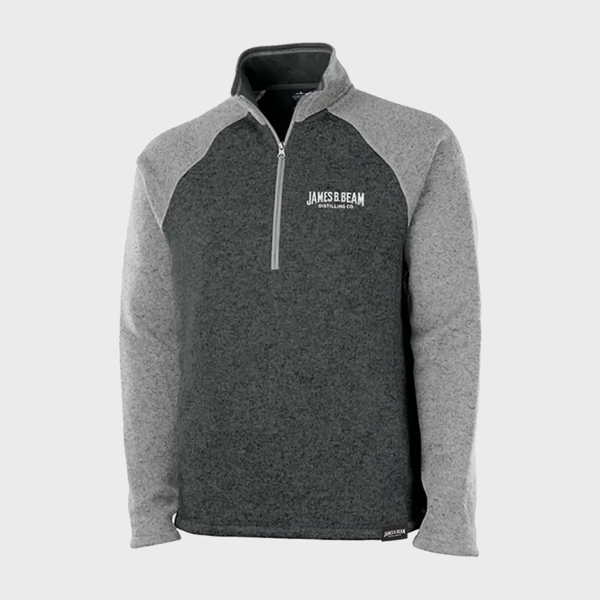 Color Blocked Grey Logo 1/4 Zip Product Image on gray background