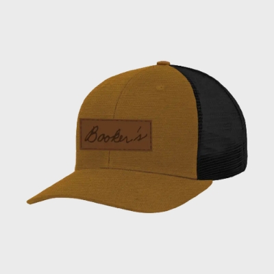 Leather Patch Cap Front Image on gray background