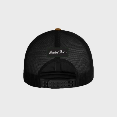 Leather Patch Cap Front Image on gray background
