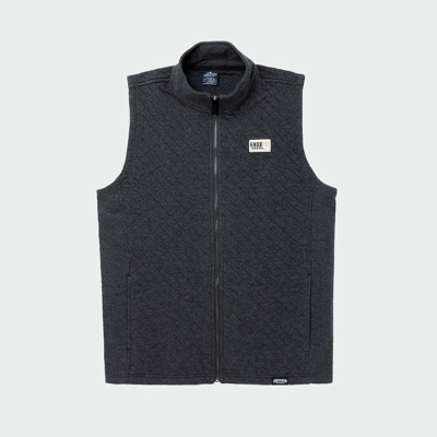 Image of a heather gray quilted vest with Knob Creek logo patch on front