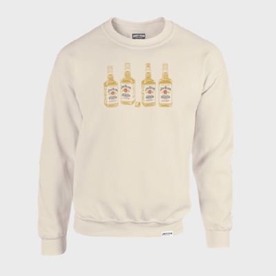 Image of a Sand Sweatshirt with a Jim Beam logo on it
