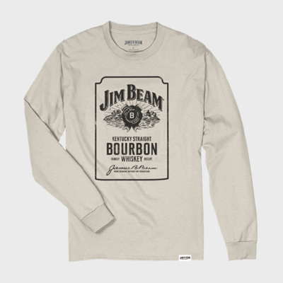 Jim Beam Long Sleeve Beefy-T Product Image with Jim Beam Logo on the front
