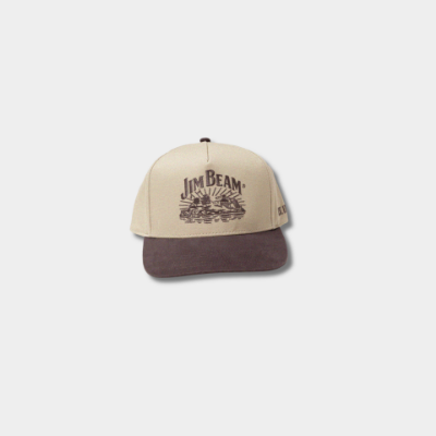 high profile 5-panel hat with Jim Beam Homestead graphic