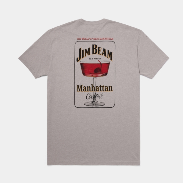 Jim Beam Manhattan Tee  Product Image with Jim Beam Manhattan Cocktail graphic design on the back