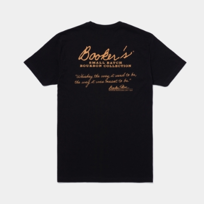 Black t-shirt with Booker's signature printed on the left chest