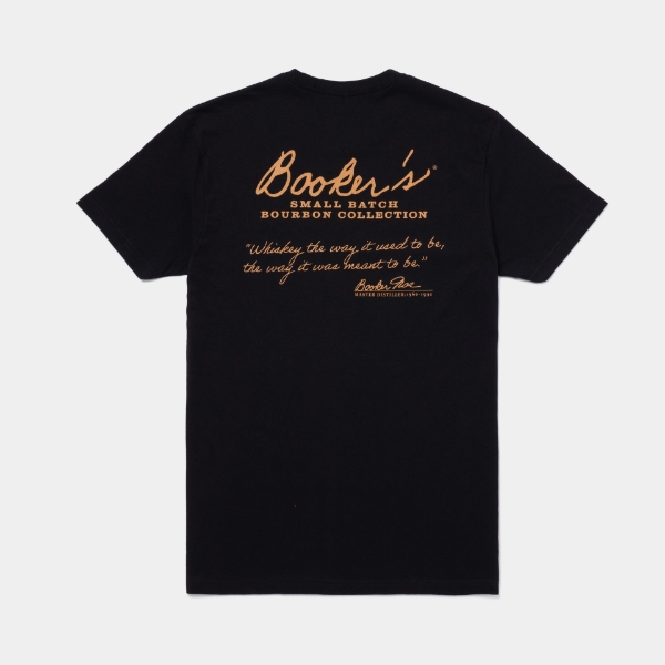 Black t-shirt with Booker's quote on the back