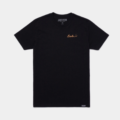 Black t-shirt with Booker's signature printed on the left chest
