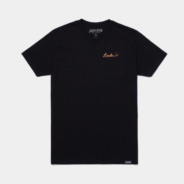 Black t-shirt with Booker's signature printed on the left chest