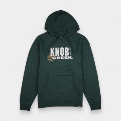Forest green hoodie with Knob Creek logo printed on the front