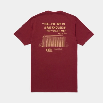 Cardinal red t-shirt with Knob Creek logo on front