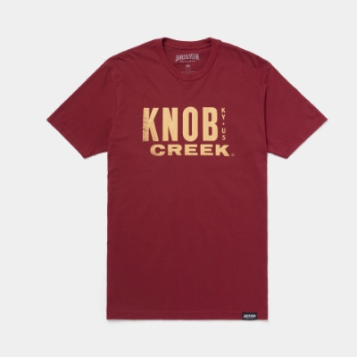 Cardinal red t-shirt with Knob Creek logo on front