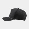 alt side view of black microfiber performance hat with James B. Beam woven patch