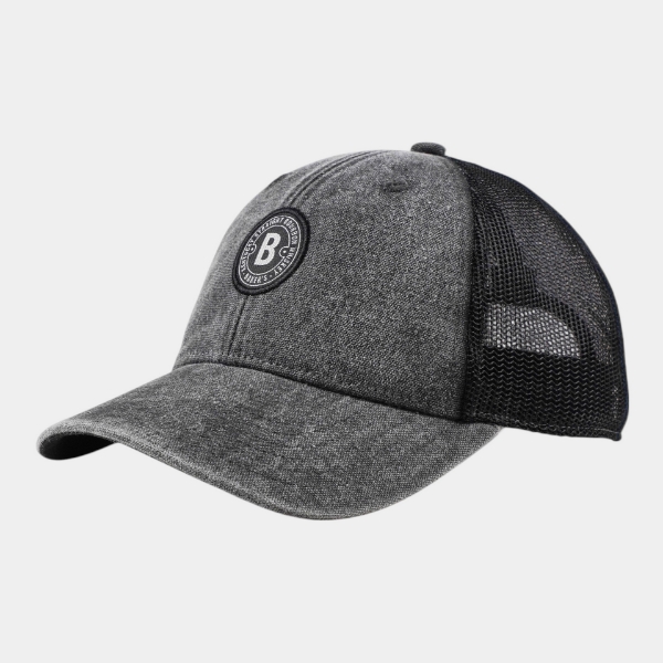 Baker's washed black denim trucker hat