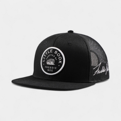 Little Book black high-profile, 6-panel trucker hat