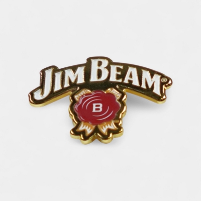Jim Beam enamel pin featuring the brand logo and red seal design