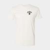 Cream-colored Jim Beam T-shirt featuring a small black Jim Beam logo with a crest on the left chest, displayed on a plain gray background.