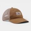 3/4 view of Basil Hayden twill patch trucker hat