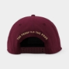Back view of the Knob Creek Burgundy Canvas Cap with adjustable snapback closure and gold “The Proof Is in the Pour” embroidery.