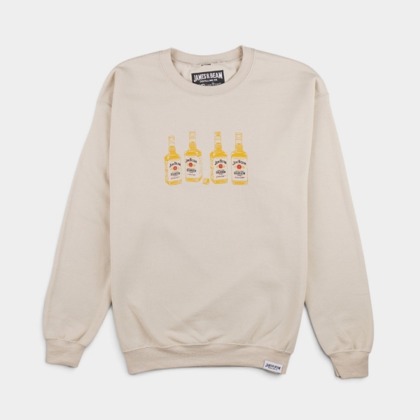 Jim Beam Bottle Crewneck sweatshirt with vintage bottle graphic front view